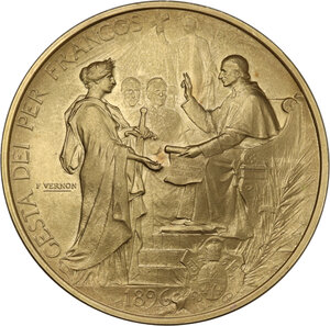 obverse: Leone XIII (1878-1903), Gioacchino Pecci. Medaglia 1896 coniata per commemorare il primo centenario dell enciclica