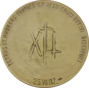 reverse: Paolo VI (1963-1978), Giovanni Battista Montini. . Medaglia straordinaria 1967 per celebrare l incontro con il Patriarca Athenagoras