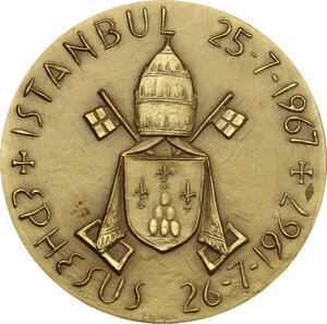 reverse: Paolo VI (1963-1678), Giovanni Battista Montini.. Medaglia straordinaria 1967, a ricordo della viaggio in Turchia