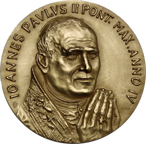 obverse: Giovanni Paolo II (1978-2005), Karol Wojtyla. Trittico in cofanetto della zecca di medaglie A. IIV comprendente oro, argento e bronzo
