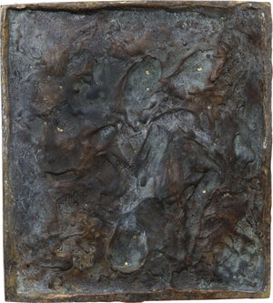 reverse: Placchetta quadrata in bronzo dorato, fuso, rifinita al cesello, 1500-1510