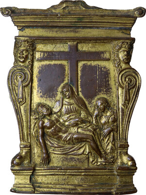 obverse: La Pietà.. Pace a edicola fine XVI secolo in bronzo dorato, Italia settentrionale