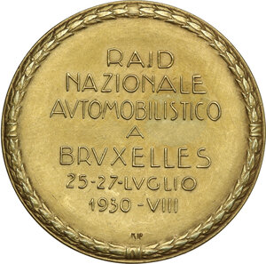 reverse: Era Fascista.. Medaglia A. VIII per il Raid Nazionale Automobilistico tenutosi a Bruxelles il 25-27 luglio 1930
