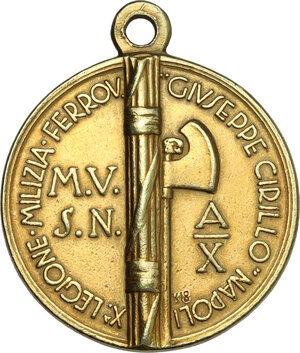 reverse: Era Fascista. . Medaglia A. X (1932) celebrativa coniata dalla Milizia Volontaria per la Sicurezza Nazionale