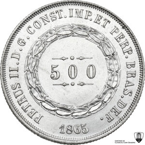 reverse: Brazil.  Pedro II (1831-1889). 500 Reis 1865, Rio de Janeiro mint