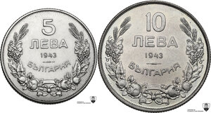 reverse: Bulgaria.  Boris III (1918-1943). 10 Leva and 5 Leva 1943