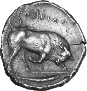 reverse: Southern Lucania, Thurium. AR Distater, c. 400-350 BC
