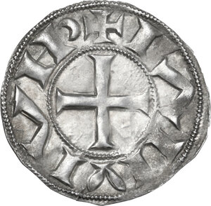 reverse: France.  Albi.. Early-mid 13th century Denier in the name of Raimond Bertrand