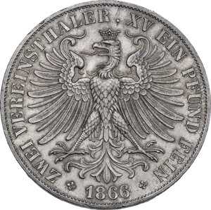 reverse: Germany.  Frankfurt. Free City (1815-1866). 2 Taler 1866