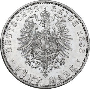 reverse: Germany.  Preussen. Friedrich III (1831-1888). 5 Mark 1888 A, Berlin mint