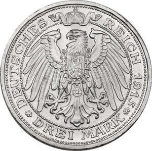reverse: Germany.  Friedrich Franz IV (1897-1918). 3 Mark 1915 A, Berlin mint