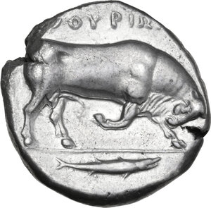reverse: Southern Lucania, Thurium. AR Distater, c. 440-350 BC