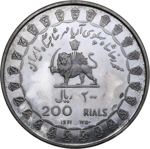 reverse: Iran.  Muhammad Reza Pahlavi Shah (1941-1979). 200 Rials SH 1350 (1971)