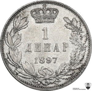 reverse: Serbia.  Alexander I (1889-1902). Dinar 1897, Wien mint