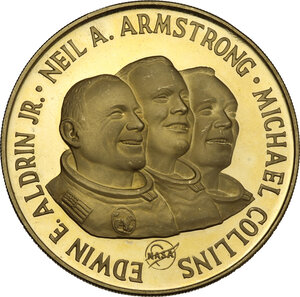 obverse: USA.  NASA. Gold Medal commemorating the Apollo 11 - Mission 16th-24th July 1969