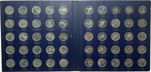 reverse: USA. Franklin Mint States of the Union Series First Edition Sterling Silver Proof Set. Set of fifty (50) 32 mm. silver medals depicting the american states.   Silver weight: 1166 g