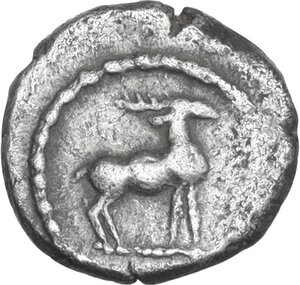 obverse: Bruttium, Kaulonia. AR Triobol, c. 500-480 BC