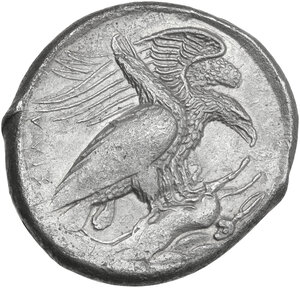 reverse: Akragas. AR Tetradrachm. Silanos, magistrate, c. 407 BC