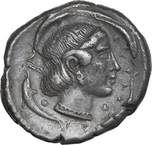 reverse: Syracuse.  Second Democracy (466-405 BC).. AR Tetradrachm, c. 450 BC