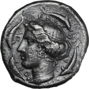 reverse: Syracuse.  Second Democracy (466-405 BC.).. AR Tetradrachm, signed by Euth- and Phrygillos
