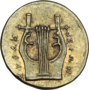 reverse: Syracuse.  Agathokles (317-289 BC).. EL 25 litrai, c. 310-300 BC