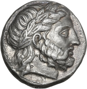 obverse: Kings of Macedon.  Philip III Arrhidaios (323-317 BC).. AR Tetradrachm. In the types of Philip II. Amphipolis mint. Struck under Polyperchon, c. 318-317 BC