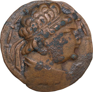 obverse: Yuezhi. Heliokles  Imitations coinage. . AE Tetradrachm, Balkh, c. 100 BC - 50 AD