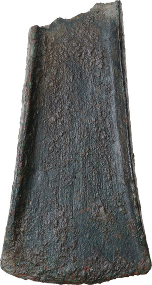 obverse: Aes Premonetale.. Aes Formatum. Large fragment of an axe-shaped bronze ingot, c. 8th-4th century BC. 71.5 x 38 mm