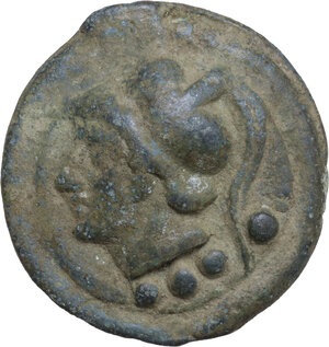 obverse: Janus/Prow to right libral series.. AE Cast Triens, c. 225-217 BC
