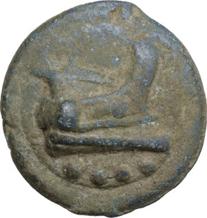 reverse: Janus/Prow to right libral series.. AE Cast Triens, c. 225-217 BC