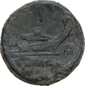 reverse: ROMA in monogram series.. AE As, uncertain mint in South East Italy, c. 214 BC