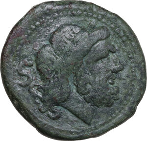 obverse: ROMA in monogram series.. AE Semis, uncertain mint in South East Italy, c. 214 BC
