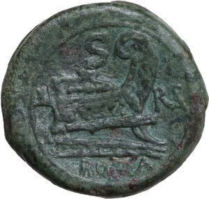 reverse: ROMA in monogram series.. AE Semis, uncertain mint in South East Italy, c. 214 BC