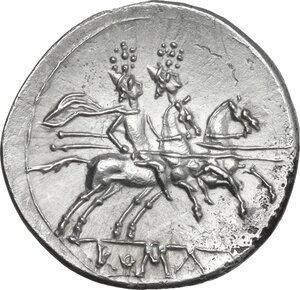 reverse: Anonymous. AR Quinarius, uncertain Sicilian mint (Catana?), 214 BC