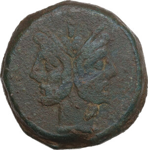obverse: Anonymous sextantal series.. AE As, uncertain Campanian mint (Puteoli?), 212 BC