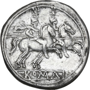 reverse: Anonymous Anchor. AR Denarius, uncertain Campanian mint, 211 BC