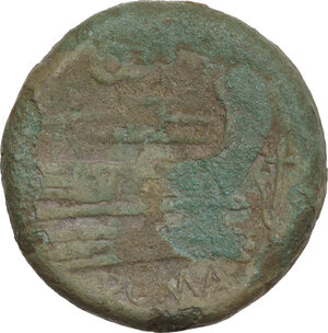 reverse: Anchor and Q series.. AE As, uncertain mint in South East Italy, c. 211-210 BC