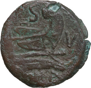 reverse: V lighter series.. AE Semis, uncertain mint in South East Italy, from 210 BC