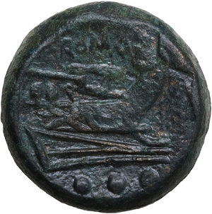 reverse: Staff and club series.. AE Quadrans. Mint in Etruria(?) or Spain, c. 208 BC