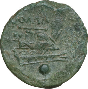 reverse: Staff and club series.. AE Uncia. Mint in Etruria(?) or Spain, c. 208 BC