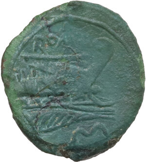 reverse: Staff and club series.. AE Semuncia. Mint in Etruria(?) or Spain, c. 208 BC