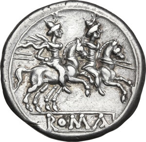 reverse: Anonymous. AR Denarius, uncertain Campanian mint (Capua?), 206 BC
