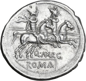 reverse: Q. Marcius Libo. AR Denarius, 148 BC