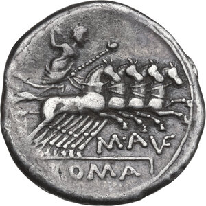 reverse: M. Aufidius Rusticus. AR Denarius, 140 BC