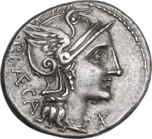 obverse: P. Laeca. AR Denarius, 110 or 109 BC