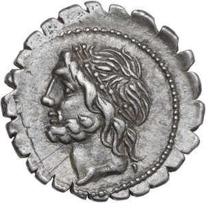 obverse: L. Scipio Asiagenus.. AR Denarius serratus, 106 BC