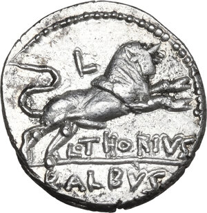 reverse: L. Thorius Balbus. AR Denarius, 105 BC