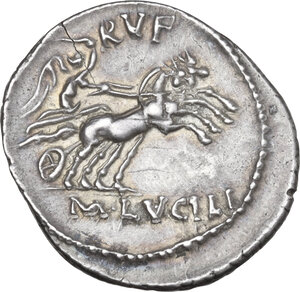 obv: Mn. Lucilius M.f.. AR Denarius, 101 BC