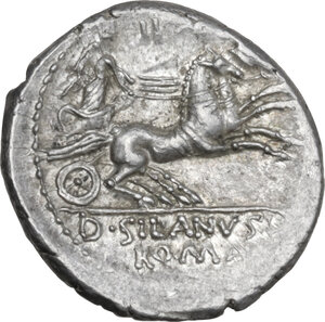 reverse: D. Silanus L.f.. AR Denarius, 91 BC