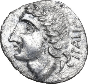 obverse: The Bellum Sociale, 90-88 BC.. AR Denarius, Corfinium mint, c. 90 BC